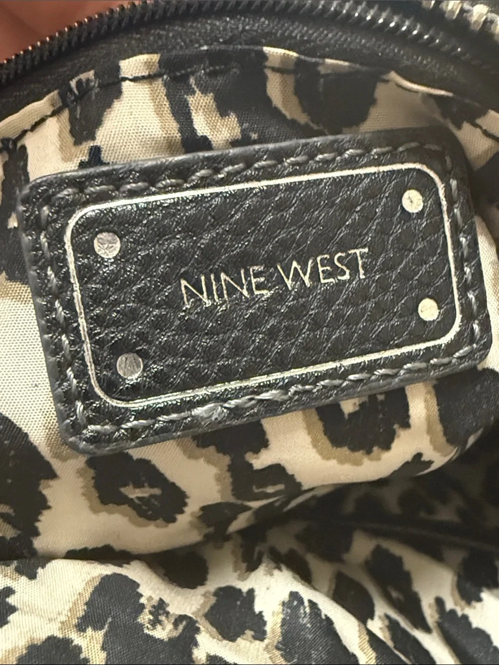 Nine West Black and Cream Two-Tone Faux Leather Pebbled Tote Bag